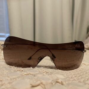 Rimless Shield Brown Sunglasses